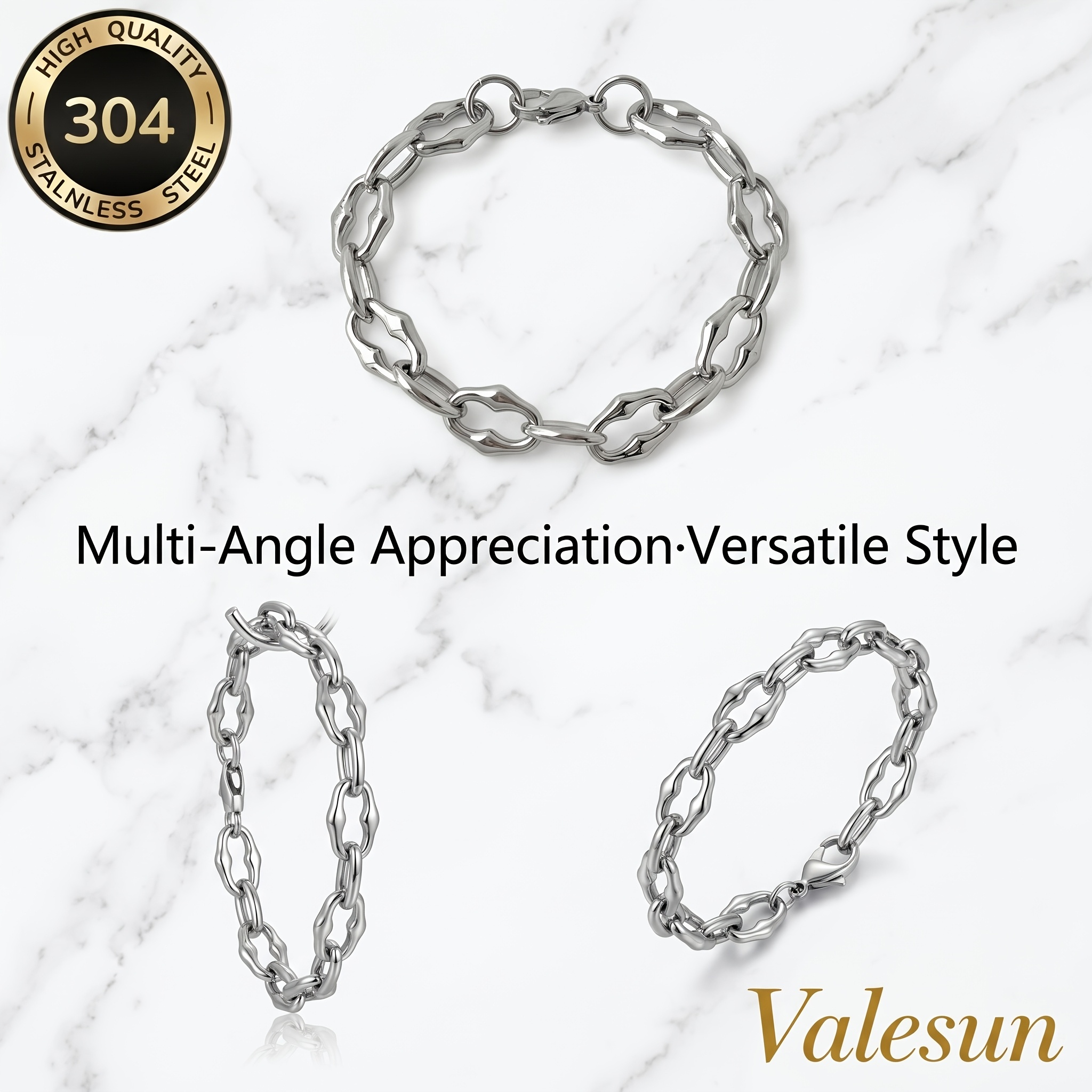 Men's Exquisite Silvery Punk Style 304 Stainless Steel Bracelet